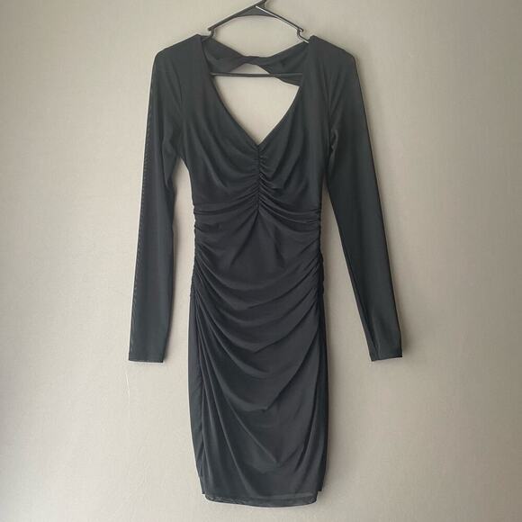 Guess sz S sheer ruched long sleeve‎ mini dress - Picture 1 of 9
